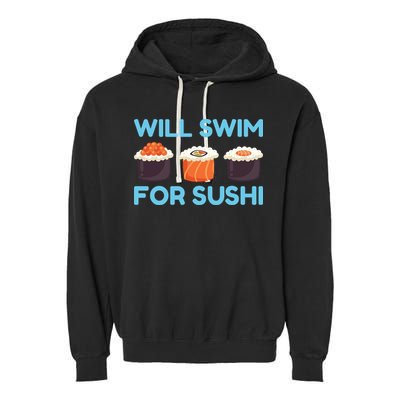 Funny Will Swim For Sushi Graphic Plus Size Shirt For Girl Boy Unisex Garment-Dyed Fleece Hoodie