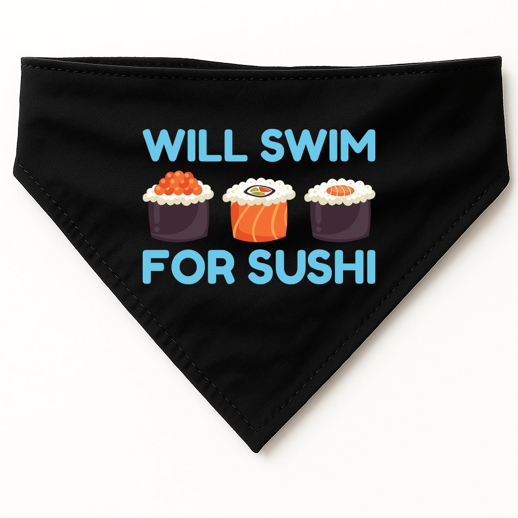 Funny Will Swim For Sushi Graphic Plus Size Shirt For Girl Boy Unisex USA-Made Doggie Bandana