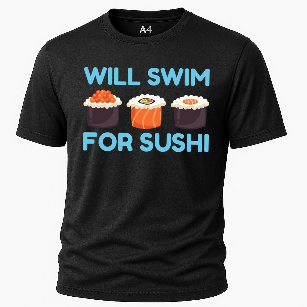 Funny Will Swim For Sushi Graphic Plus Size Shirt For Girl Boy Unisex Performance Shirt