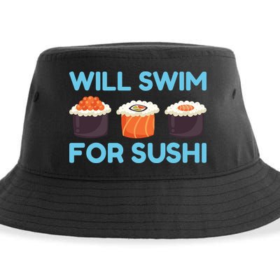Funny Will Swim For Sushi Graphic Plus Size Shirt For Girl Boy Unisex Sustainable Bucket Hat