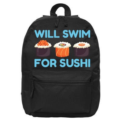 Funny Will Swim For Sushi Graphic Plus Size Shirt For Girl Boy Unisex 16 in Basic Backpack