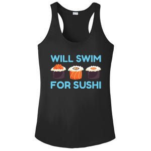 Funny Will Swim For Sushi Graphic Plus Size Shirt For Girl Boy Unisex Ladies PosiCharge Competitor Racerback Tank