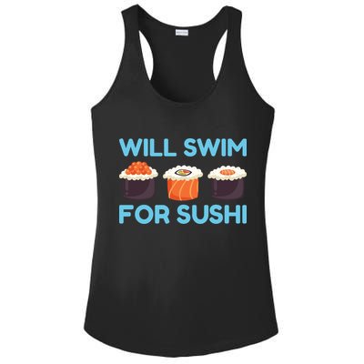 Funny Will Swim For Sushi Graphic Plus Size Shirt For Girl Boy Unisex Ladies PosiCharge Competitor Racerback Tank