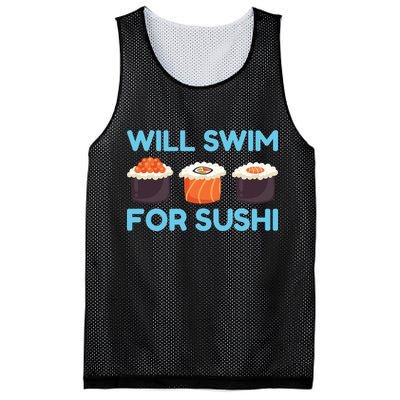 Funny Will Swim For Sushi Graphic Plus Size Shirt For Girl Boy Unisex Mesh Reversible Basketball Jersey Tank