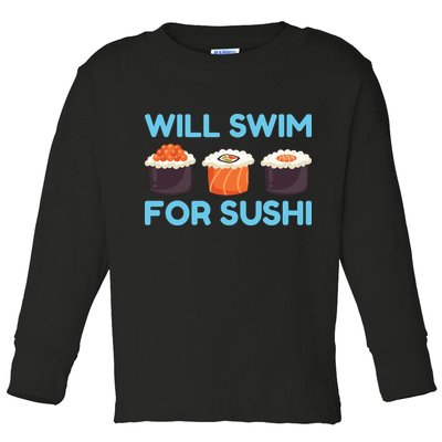 Funny Will Swim For Sushi Graphic Plus Size Shirt For Girl Boy Unisex Toddler Long Sleeve Shirt