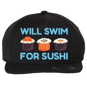 Funny Will Swim For Sushi Graphic Plus Size Shirt For Girl Boy Unisex Wool Snapback Cap