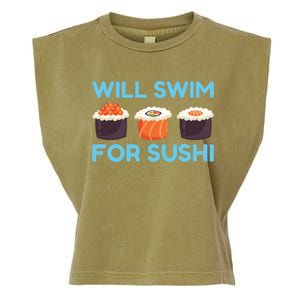 Funny Will Swim For Sushi Graphic Plus Size Shirt For Girl Boy Unisex Garment-Dyed Women's Muscle Tee