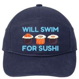 Funny Will Swim For Sushi Graphic Plus Size Shirt For Girl Boy Unisex 7-Panel Snapback Hat