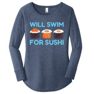 Funny Will Swim For Sushi Graphic Plus Size Shirt For Girl Boy Unisex Women's Perfect Tri Tunic Long Sleeve Shirt