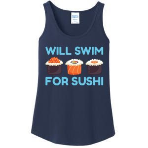 Funny Will Swim For Sushi Graphic Plus Size Shirt For Girl Boy Unisex Ladies Essential Tank