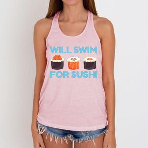 Funny Will Swim For Sushi Graphic Plus Size Shirt For Girl Boy Unisex Women's Knotted Racerback Tank