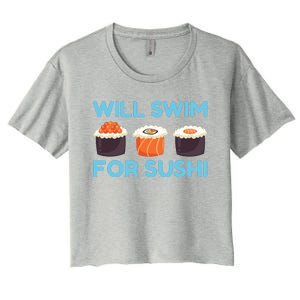 Funny Will Swim For Sushi Graphic Plus Size Shirt For Girl Boy Unisex Women's Crop Top Tee