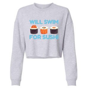 Funny Will Swim For Sushi Graphic Plus Size Shirt For Girl Boy Unisex Cropped Pullover Crew