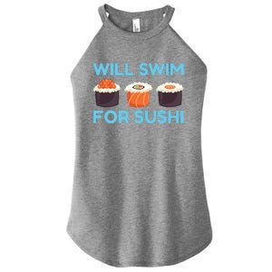 Funny Will Swim For Sushi Graphic Plus Size Shirt For Girl Boy Unisex Women's Perfect Tri Rocker Tank