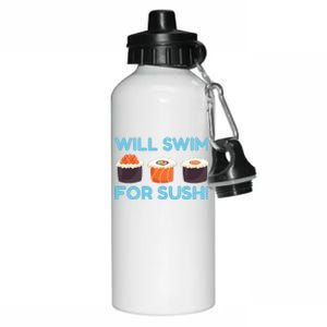 Funny Will Swim For Sushi Graphic Plus Size Shirt For Girl Boy Unisex Aluminum Water Bottle