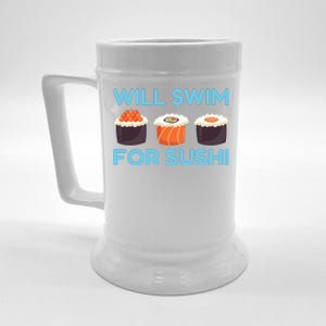 Funny Will Swim For Sushi Graphic Plus Size Shirt For Girl Boy Unisex Beer Stein