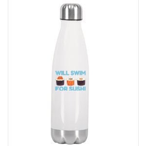 Funny Will Swim For Sushi Graphic Plus Size Shirt For Girl Boy Unisex Stainless Steel Insulated Water Bottle