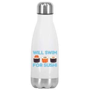 Funny Will Swim For Sushi Graphic Plus Size Shirt For Girl Boy Unisex Stainless Steel Insulated Water Bottle