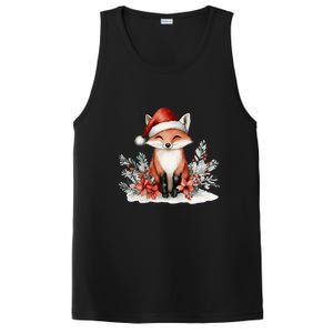 Fox Wearing Santa Hat Christmas Tree Festive Scene Cute Gift PosiCharge Competitor Tank