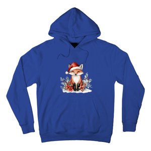 Fox Wearing Santa Hat Christmas Tree Festive Scene Cute Gift Hoodie