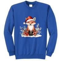 Fox Wearing Santa Hat Christmas Tree Festive Scene Cute Gift Sweatshirt