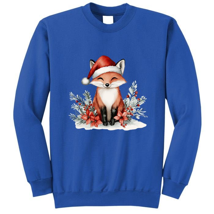 Fox Wearing Santa Hat Christmas Tree Festive Scene Cute Gift Sweatshirt