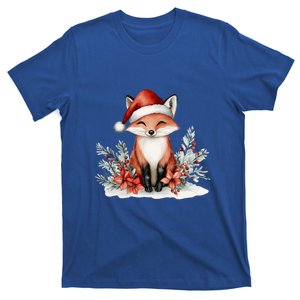 Fox Wearing Santa Hat Christmas Tree Festive Scene Cute Gift T-Shirt