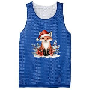 Fox Wearing Santa Hat Christmas Tree Festive Scene Cute Gift Mesh Reversible Basketball Jersey Tank