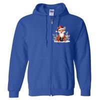 Fox Wearing Santa Hat Christmas Tree Festive Scene Cute Gift Full Zip Hoodie