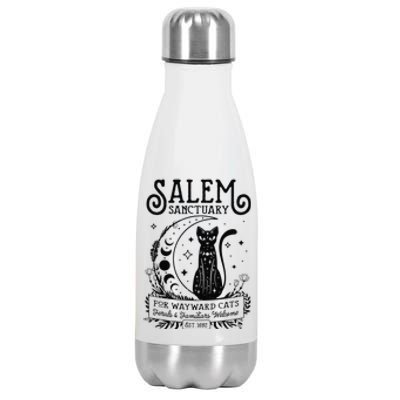 Funny Witch Salem Home For Wayward Black Cats 1692 Halloween Stainless Steel Insulated Water Bottle