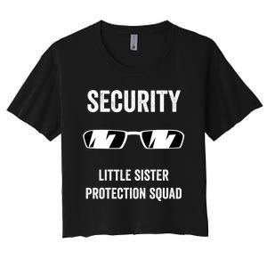 Funny Wedding Security Little Sister Protection Squad Women's Crop Top Tee