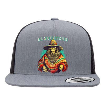 Funny Western Sasquatch Poncho Flat Bill Trucker Hat