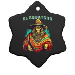 Funny Western Sasquatch Poncho Ceramic Star Ornament