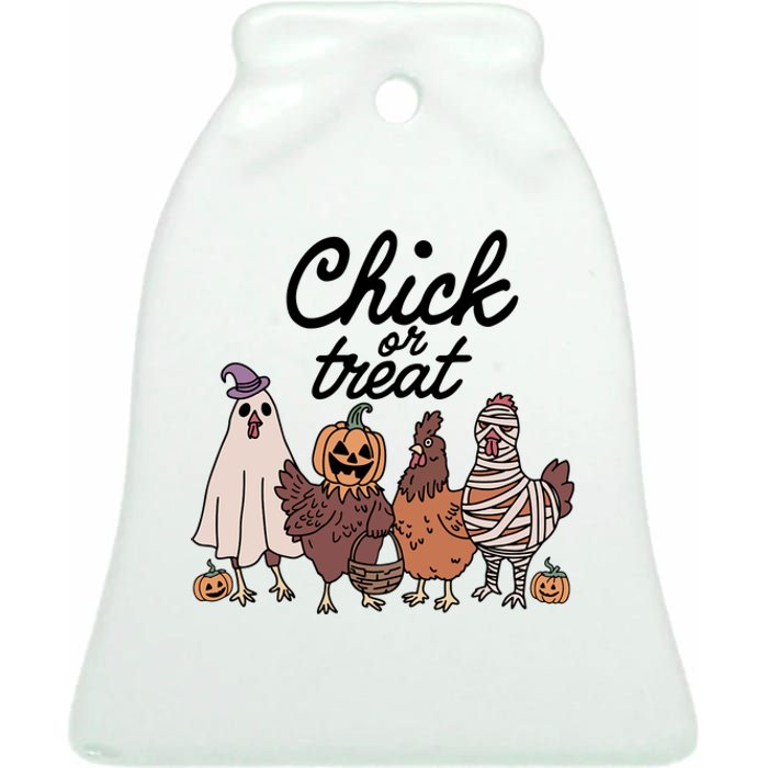 Funny Witch Spooky Chicken Halloween Costume Chick Or Treat Ceramic Bell Ornament