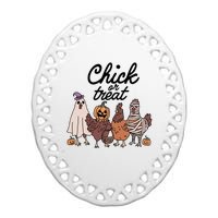 Funny Witch Spooky Chicken Halloween Costume Chick Or Treat Ceramic Oval Ornament