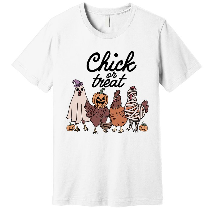 Funny Witch Spooky Chicken Halloween Costume Chick Or Treat Premium T-Shirt