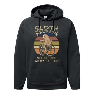 Funny Wheelchair Saying Humor Handicap People Sloth Performance Fleece Hoodie