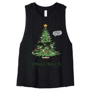 Funny Willis spruce Scary Christmas tree Family Pajamas Women's Racerback Cropped Tank