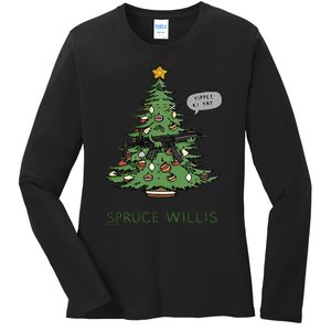 Funny Willis spruce Scary Christmas tree Family Pajamas Ladies Long Sleeve Shirt