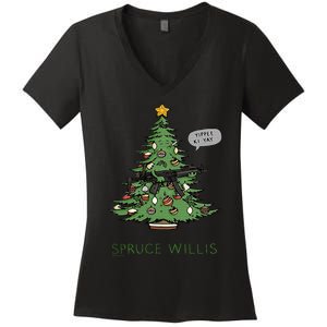 Funny Willis spruce Scary Christmas tree Family Pajamas Women's V-Neck T-Shirt