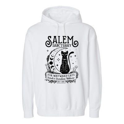 Funny Witch Salem Home For Wayward Black Cats 1692 Halloween Garment-Dyed Fleece Hoodie