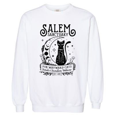 Funny Witch Salem Home For Wayward Black Cats 1692 Halloween Garment-Dyed Sweatshirt