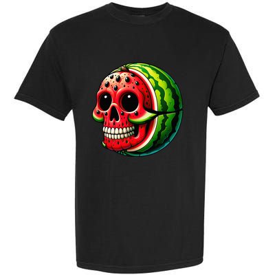 Funny Watermelon Skull Summer Tropical Fruit Lovers Garment-Dyed Heavyweight T-Shirt