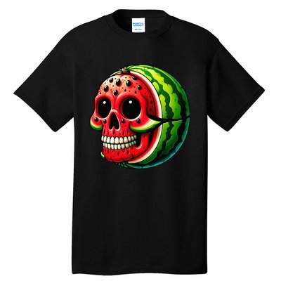 Funny Watermelon Skull Summer Tropical Fruit Lovers Tall T-Shirt