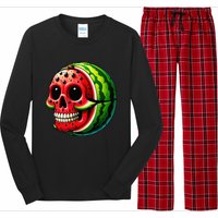 Funny Watermelon Skull Summer Tropical Fruit Lovers Long Sleeve Pajama Set