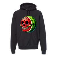 Funny Watermelon Skull Summer Tropical Fruit Lovers Premium Hoodie