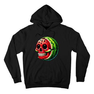 Funny Watermelon Skull Summer Tropical Fruit Lovers Tall Hoodie