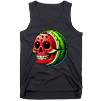 Funny Watermelon Skull Summer Tropical Fruit Lovers Tank Top