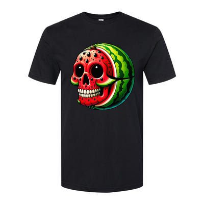 Funny Watermelon Skull Summer Tropical Fruit Lovers Softstyle CVC T-Shirt