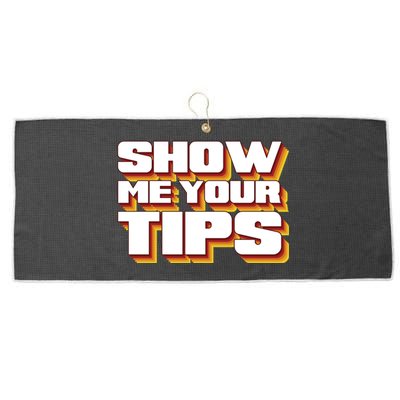 Funny Waitress Show Me Your Tips Puns Retro Meaningful Gift Large Microfiber Waffle Golf Towel